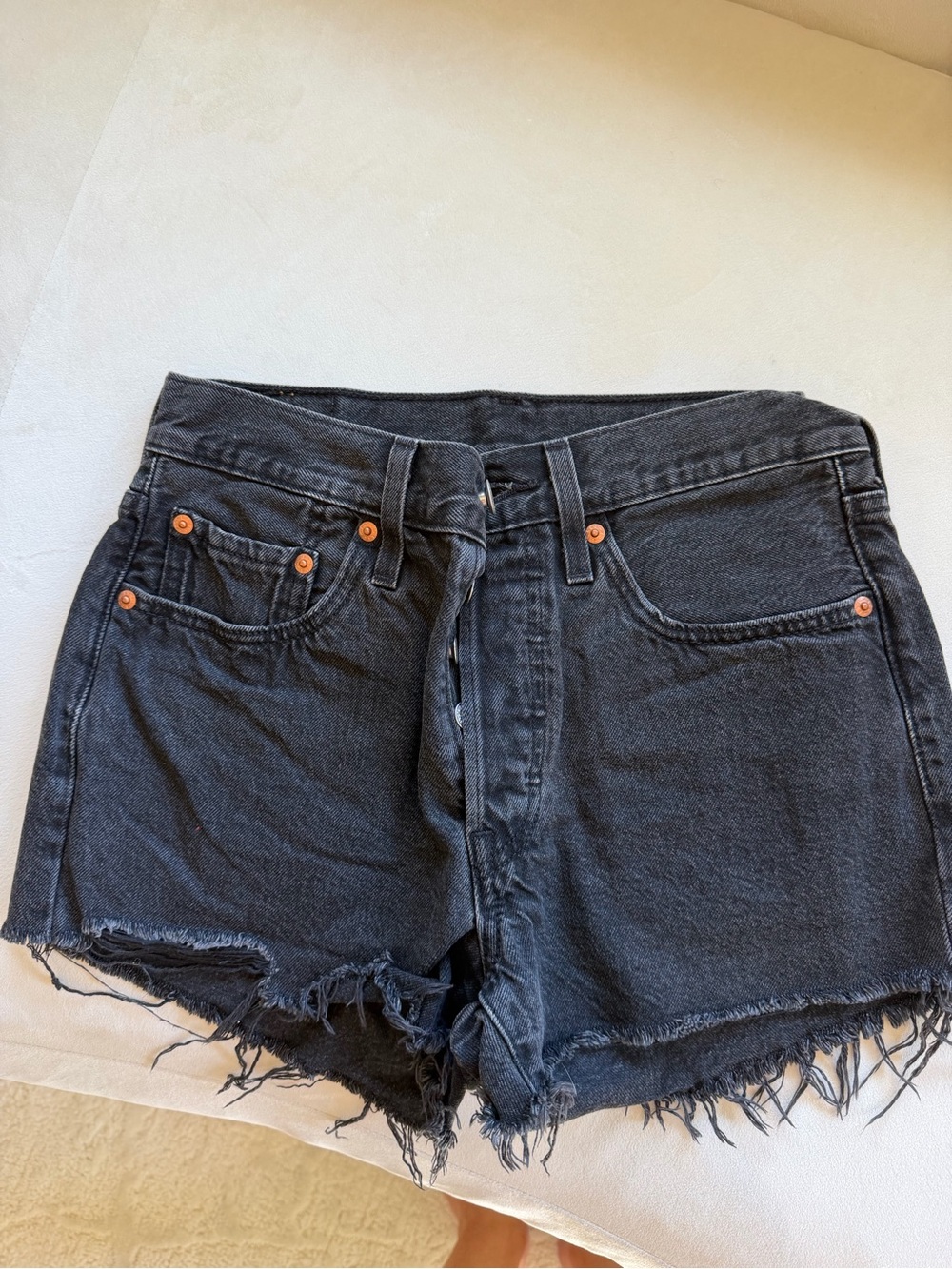Levis 501 Black Denim Cutoff Shorts